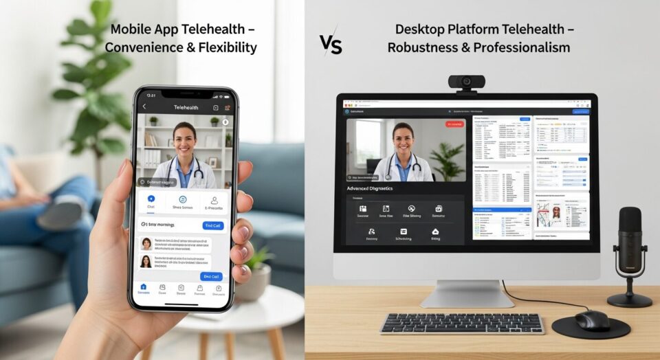 Mobile App Device Feature Access vs Desktop Telehealth for Workforce